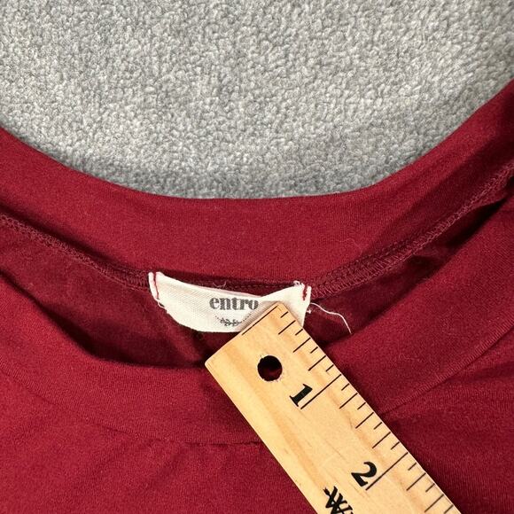 Entro Babydoll Tiered Mini Dress Women's Small Crimson Flutter Sleeve Crew Neck - Picture 3 of 8